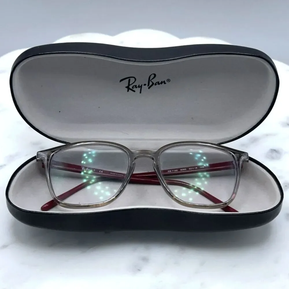 Ray Ban RB 7185 8083 Polished Transparent Grey Eyeglasses Frames Only 52-18-145